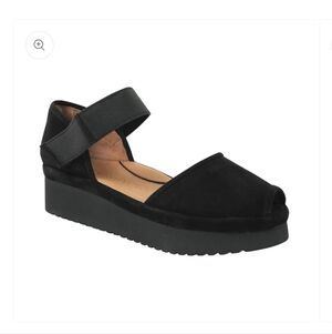 Lamour Des Pieds Amadour Open Toe Wedge Sandals Black Sz 9.5